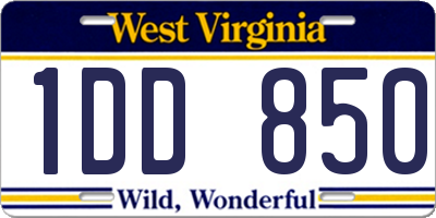 WV license plate 1DD850