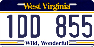 WV license plate 1DD855