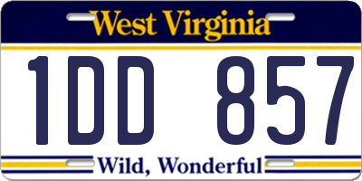 WV license plate 1DD857