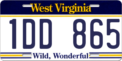 WV license plate 1DD865