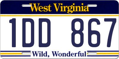 WV license plate 1DD867