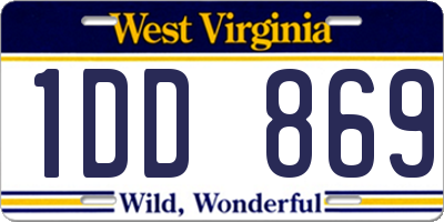 WV license plate 1DD869