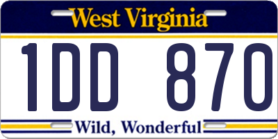 WV license plate 1DD870