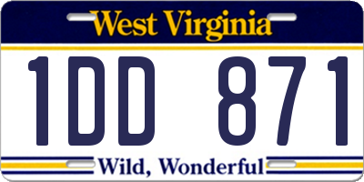 WV license plate 1DD871
