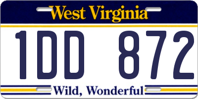 WV license plate 1DD872
