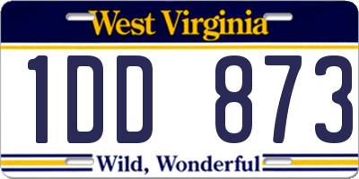 WV license plate 1DD873