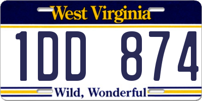 WV license plate 1DD874