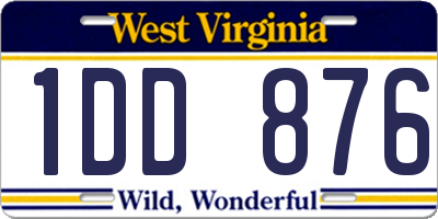 WV license plate 1DD876