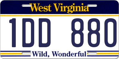 WV license plate 1DD880