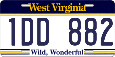 WV license plate 1DD882