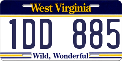 WV license plate 1DD885