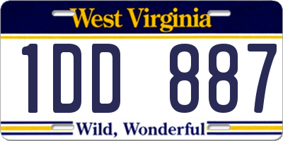 WV license plate 1DD887
