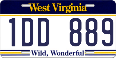 WV license plate 1DD889