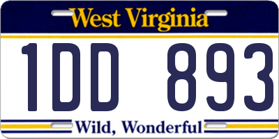 WV license plate 1DD893