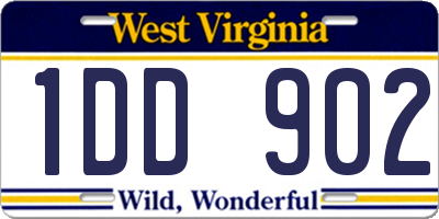 WV license plate 1DD902