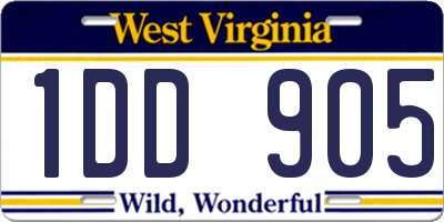 WV license plate 1DD905
