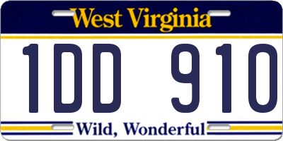 WV license plate 1DD910