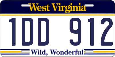 WV license plate 1DD912