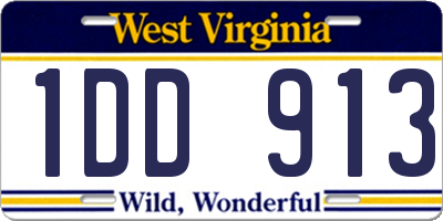 WV license plate 1DD913