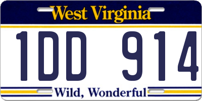 WV license plate 1DD914