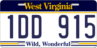 WV license plate 1DD915