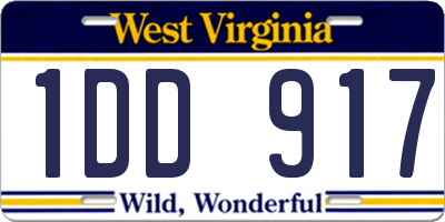 WV license plate 1DD917