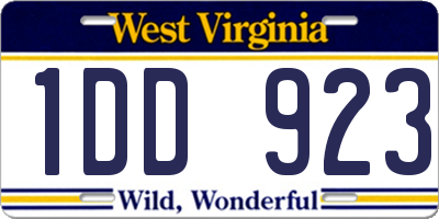 WV license plate 1DD923