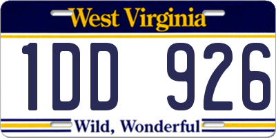 WV license plate 1DD926