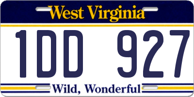 WV license plate 1DD927