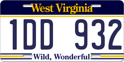 WV license plate 1DD932