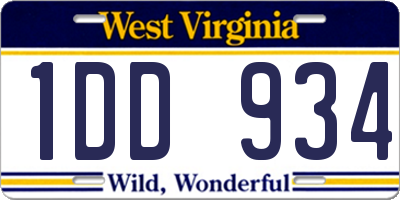 WV license plate 1DD934