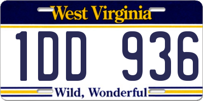 WV license plate 1DD936