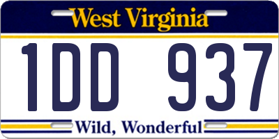 WV license plate 1DD937