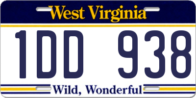 WV license plate 1DD938
