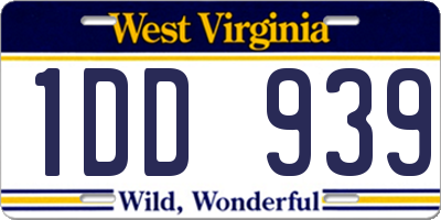 WV license plate 1DD939