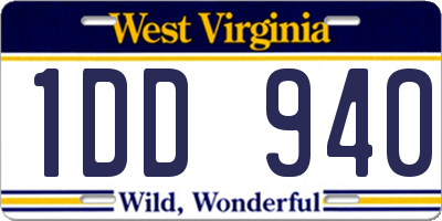 WV license plate 1DD940