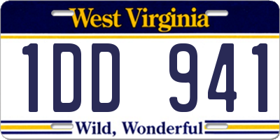 WV license plate 1DD941