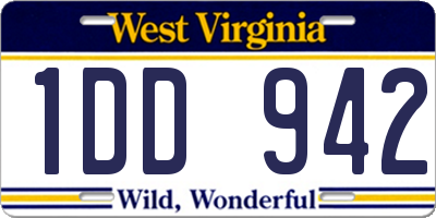 WV license plate 1DD942