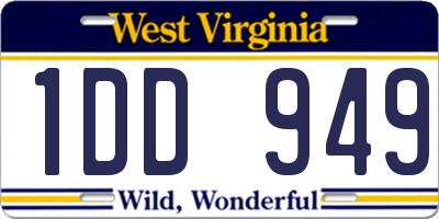 WV license plate 1DD949