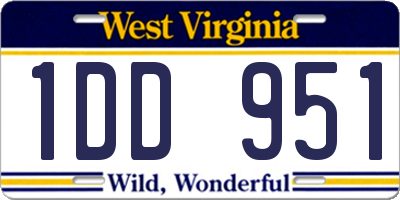 WV license plate 1DD951
