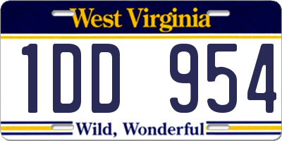 WV license plate 1DD954