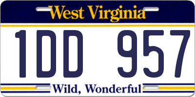 WV license plate 1DD957