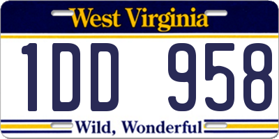 WV license plate 1DD958