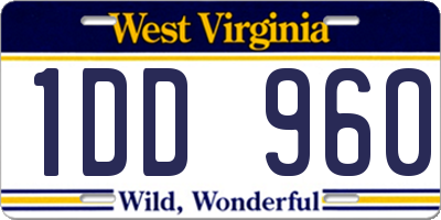WV license plate 1DD960