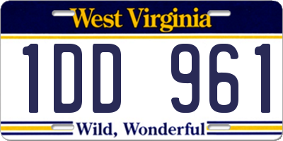 WV license plate 1DD961