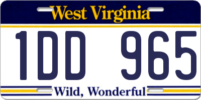 WV license plate 1DD965