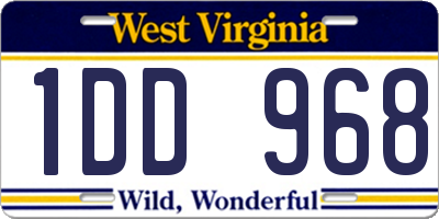 WV license plate 1DD968