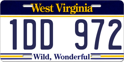 WV license plate 1DD972