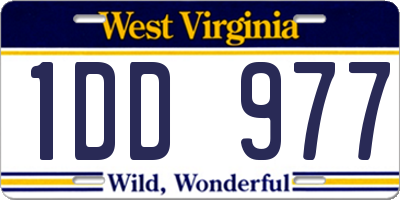 WV license plate 1DD977
