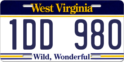 WV license plate 1DD980